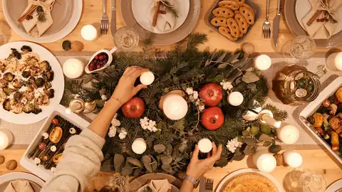 Imagen de archivo de una mesa de Navidad Imagen de archivo de una mesa de Navidad