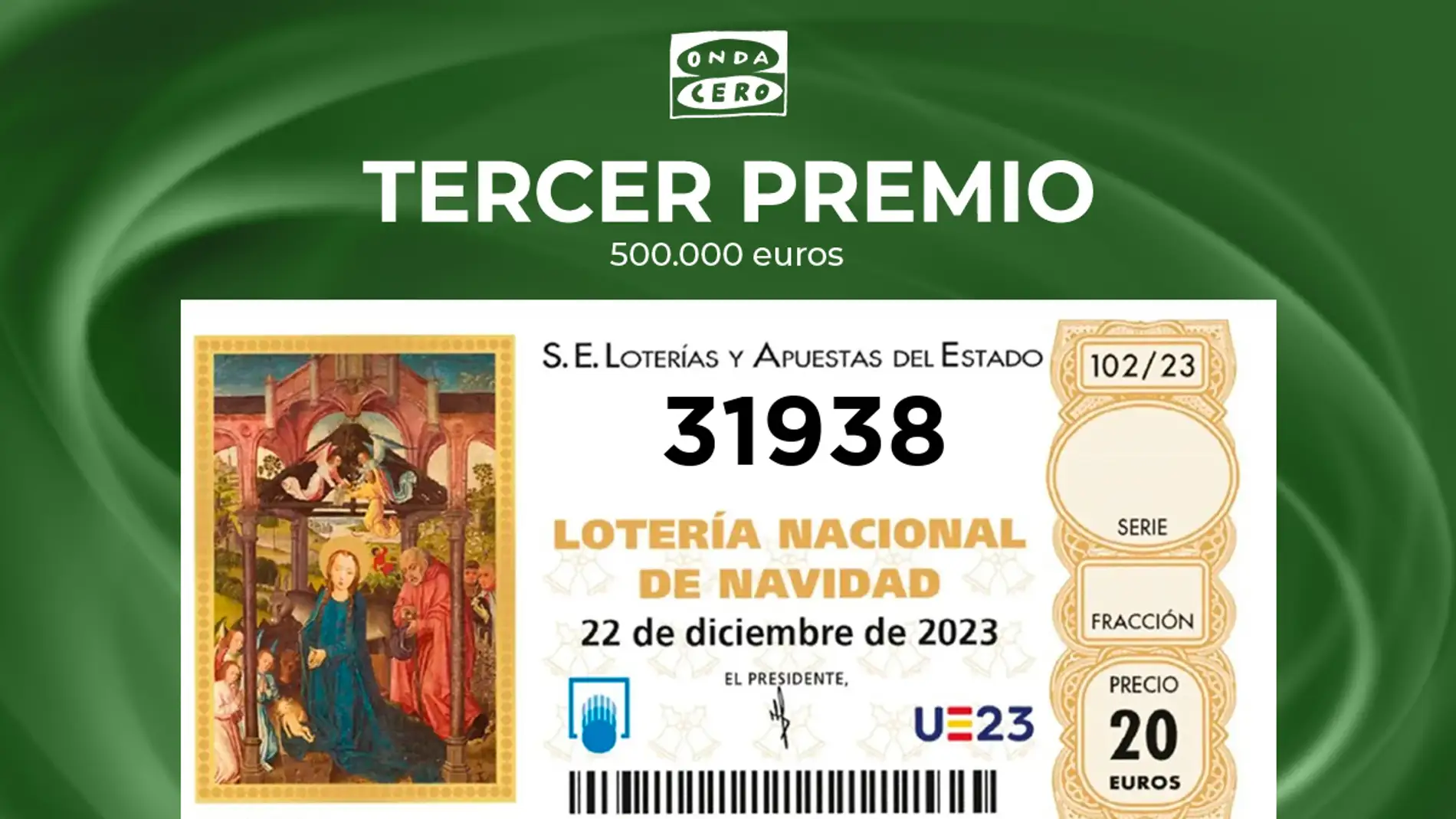 Número del tercer premio de la Lotería de Navidad 2023