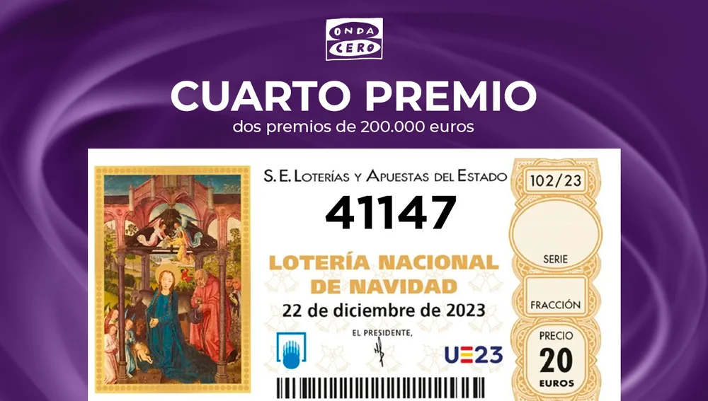 Segundo cuarto premio del Sorteo Extraordinario de la Lotería de Navidad 2023 