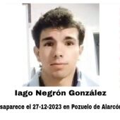 Buscan a Iago Negrón, un joven e 19 años desaparecido en Pozuelo de Alarcón