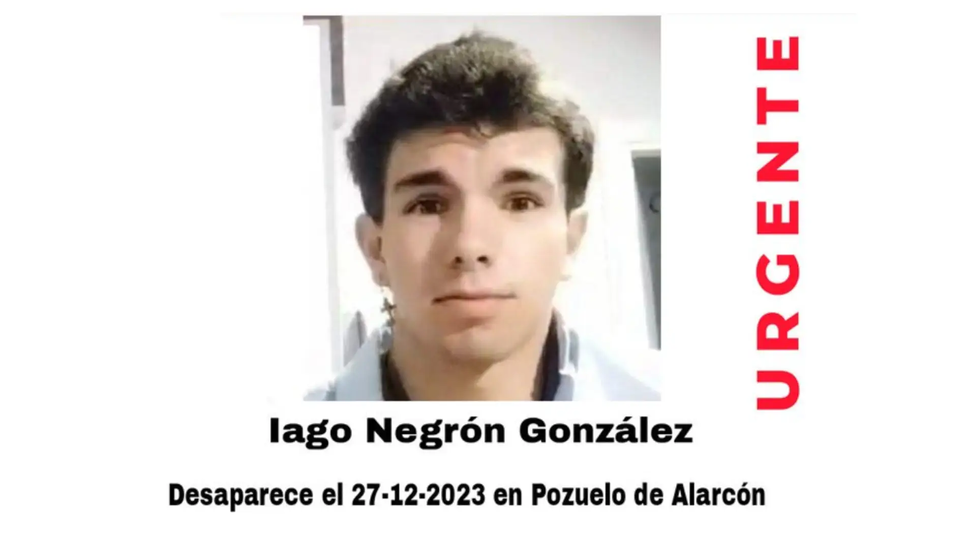 Buscan a Iago Negrón, un joven e 19 años desaparecido en Pozuelo de Alarcón