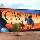 El mural dedicado a Cervantes en Castro del Río elaborado por el artista baenense Javier Castilla, Sake.