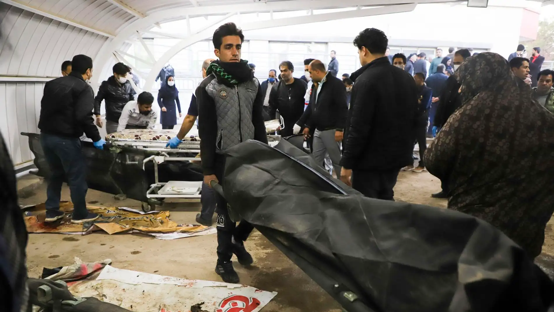 Cuerpos de las victimas del atentado en Kerman