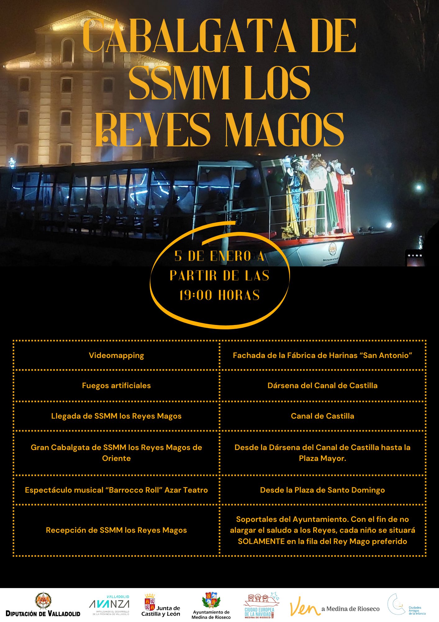 En Medina de Rioseco reciben a los Reyes Magos por el Canal de Castilla En Medina de Rioseco reciben a los Reyes Magos por el Canal de Castilla