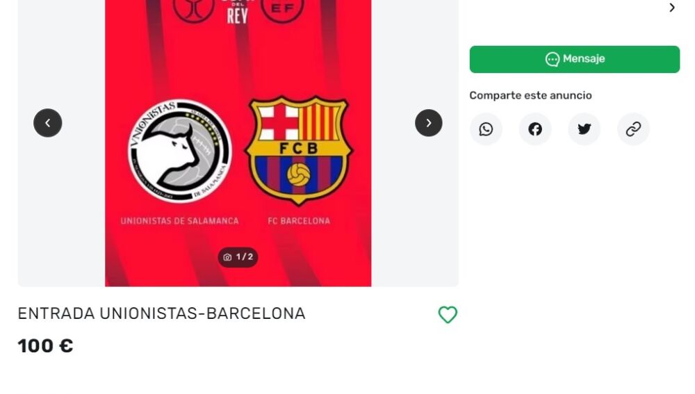Reventa de entrada para el Unionistas - Barcelona