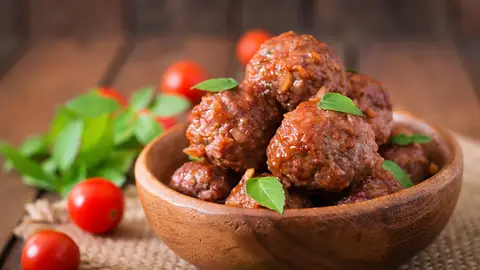 Imagen de archivo de unas albóndigas Imagen de archivo de unas albóndigas