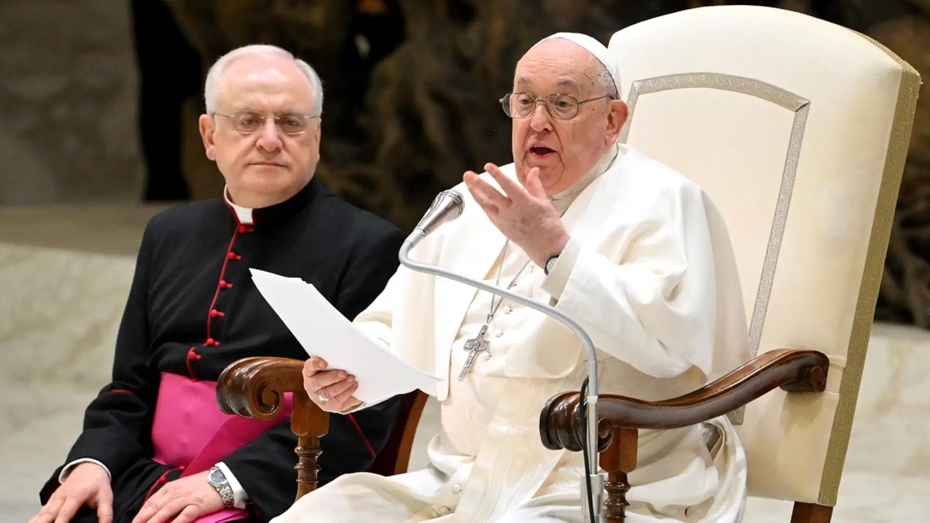 El papa Francisco durante la catequesis de este miércoles. EFE/EPA/ETTORE FERRARI