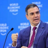 Spain's Prime Minister Pedro Sanchez speaks at a Special Address, during the 54th annual meeting of the World Economic Forum, in Davos, Switzerland, January 17, 2024. 