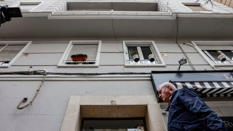 Fachada del edificio incendiado