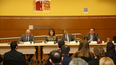 La rectora, Amparo Navarro, en la presentaci&oacute;n de la candidatura de la UA como sede de la Academia Diplom&aacute;tica Europea