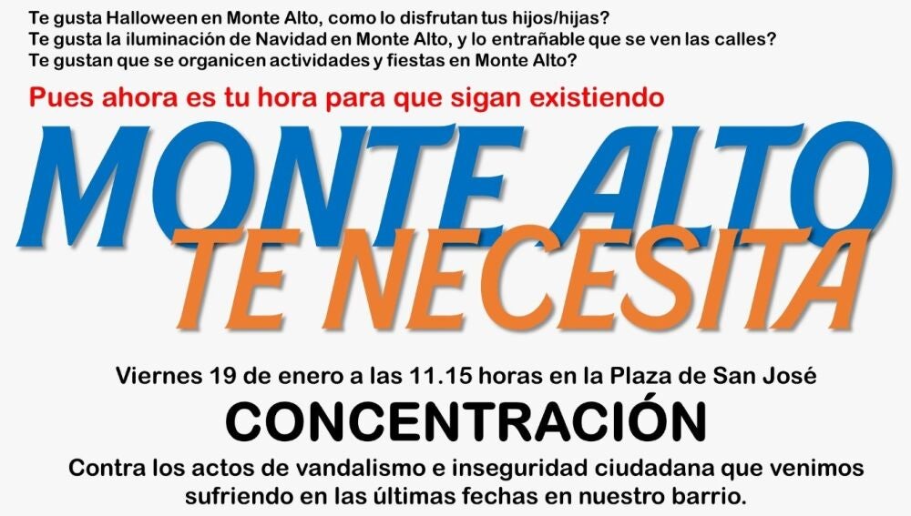 Cartel de concentración en Montealto