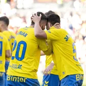 Jugadores de Las Palmas celebran un gol Jugadores de Las Palmas celebran un gol