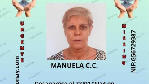 Cartel distribuido por Plataforma Adonay de la desaparici&oacute;n de Manoli Castillejo