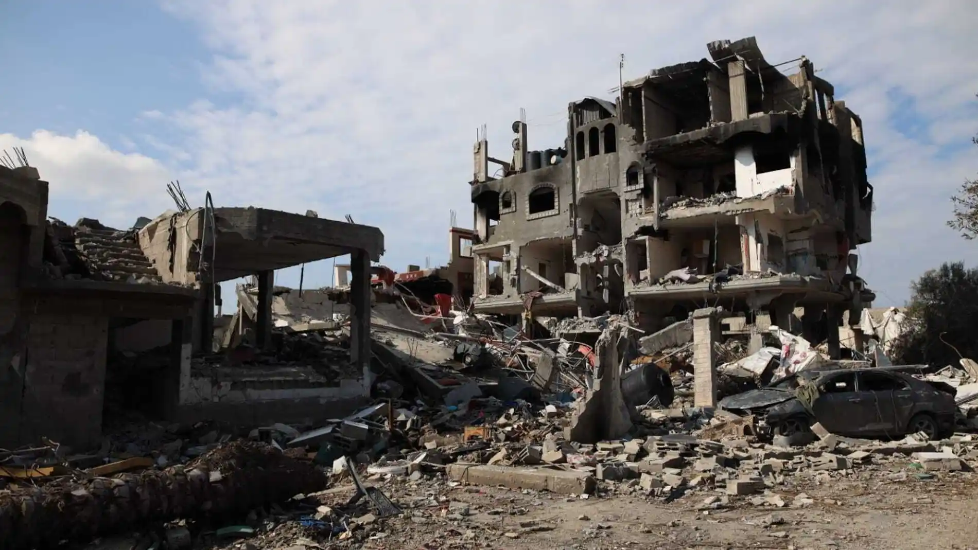 Edificios destruidos en el campo de refugiados de Maghazi, en Gaza.