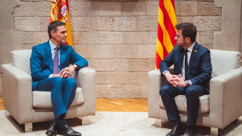 Reunió entre Pere Aragonès i Pedro Sánchez al Palau de la Generalitat