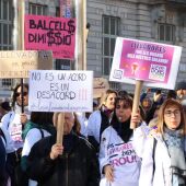 Enfermeras en la manifestación del 13 de enero en la Plaça Sant Jaume