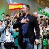 El líder de Vox Santiago abascal, durante el acto público en el que ha sido reelegido este sábado presidente de Vox