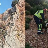 Rescate de un perro por bomberos de Almadén