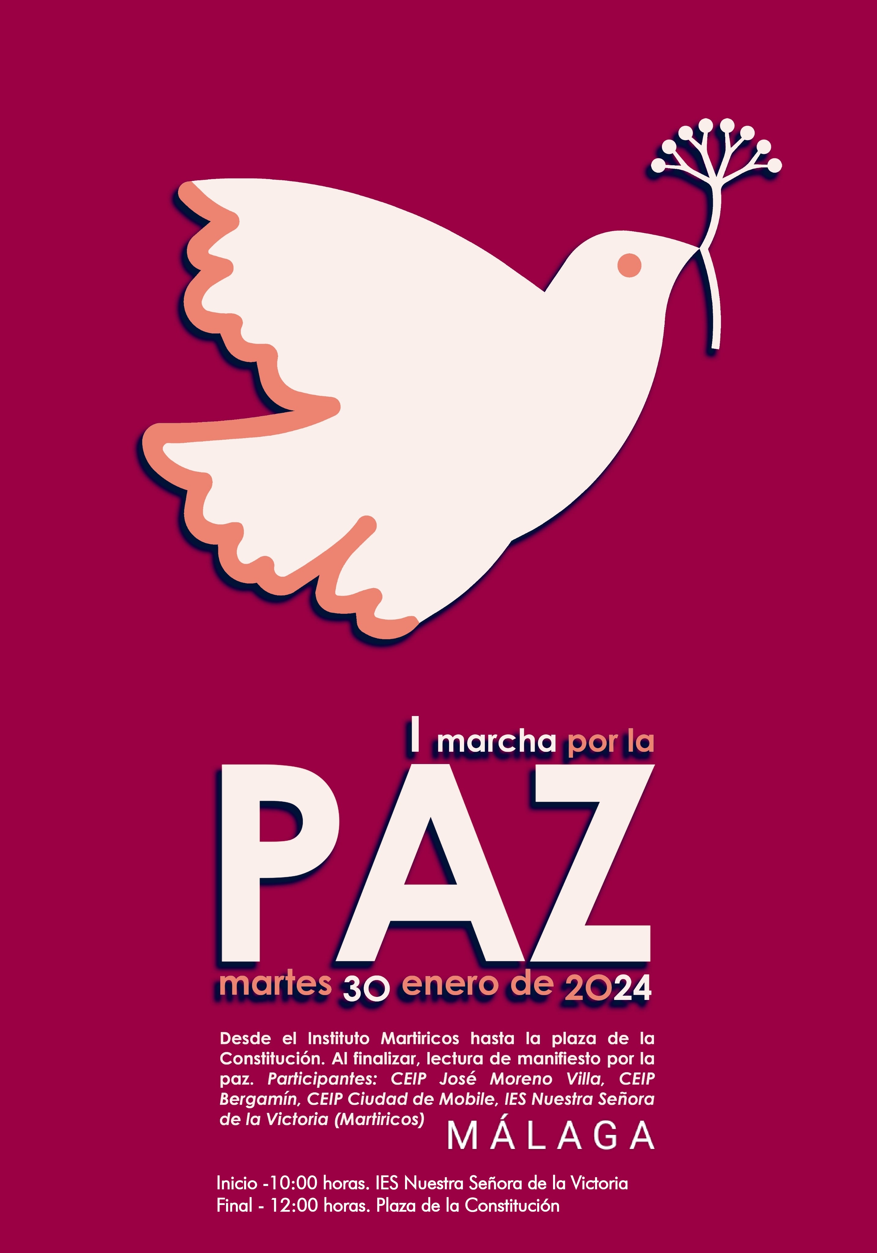 Iª Marcha por la Paz: un millar de alumnos y profesores salen a la calle en Málaga para gritar "no a la violencia" Iª Marcha por la Paz: un millar de alumnos y profesores salen a la calle en Málaga para gritar "no a la violencia"