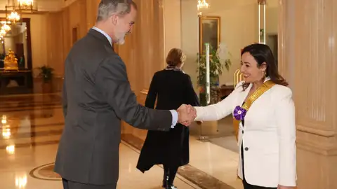 La alcaldesa de Palencia informa a S.M. el Rey sobre la intención del Ayuntamiento de renovar el privilegio de la Mujer Palentina .