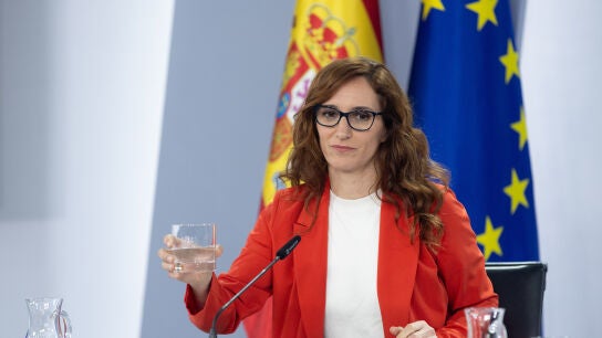 La ministra de Sanidad, M&oacute;nica Garc&iacute;a, durante la rueda de prensa posterior a la reuni&oacute;n del Consejo de Ministros