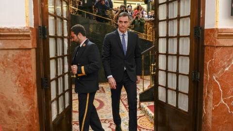El presidente del Gobierno, Pedro S&aacute;nchez, tras el pleno del Congreso de los Diputados que debate la ley de amnist&iacute;a (Archivo).