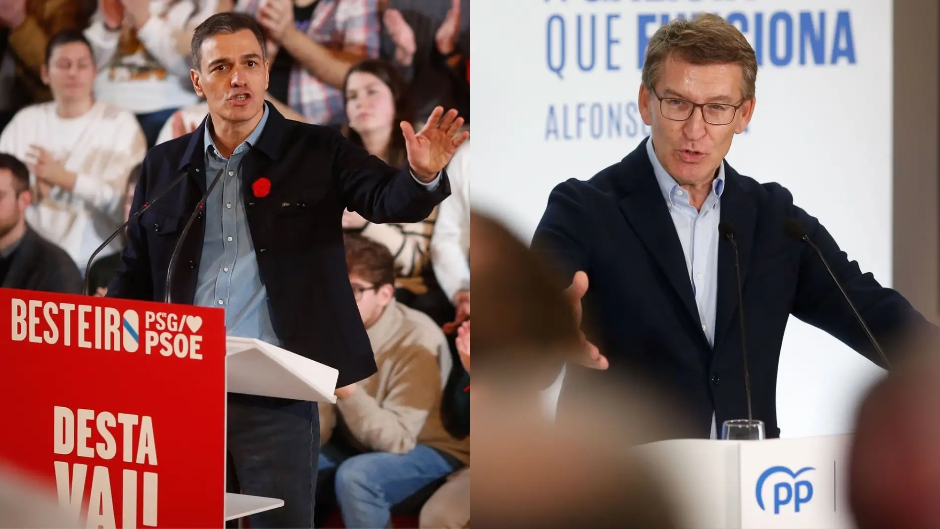 Sánchez y Feijóo coinciden este sábado arropando a sus candidatos en las elecciones gallegas