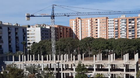 Una obra en la calle Sacerdote Isidro Albert de Alicante