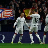 El Athletic celebra un gol en el Metropolitano