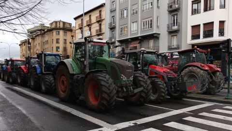 Tractores en el centro de Pamplona