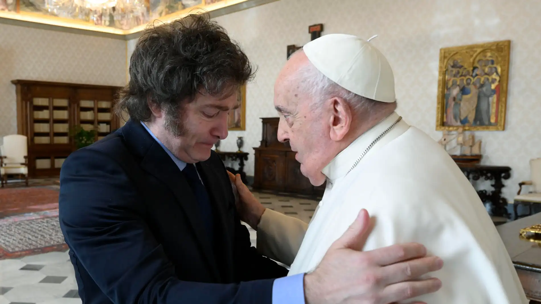 El presidente de Argentina, Javier Milei, junto al Papa Francisco