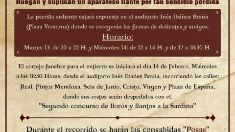 Cartel del Entierro de la Sardina 2024, de Valdepe&ntilde;as