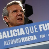Alfonso Rueda (PP), en un mitin de cara a las elecciones gallegas de 2024 en Lugo