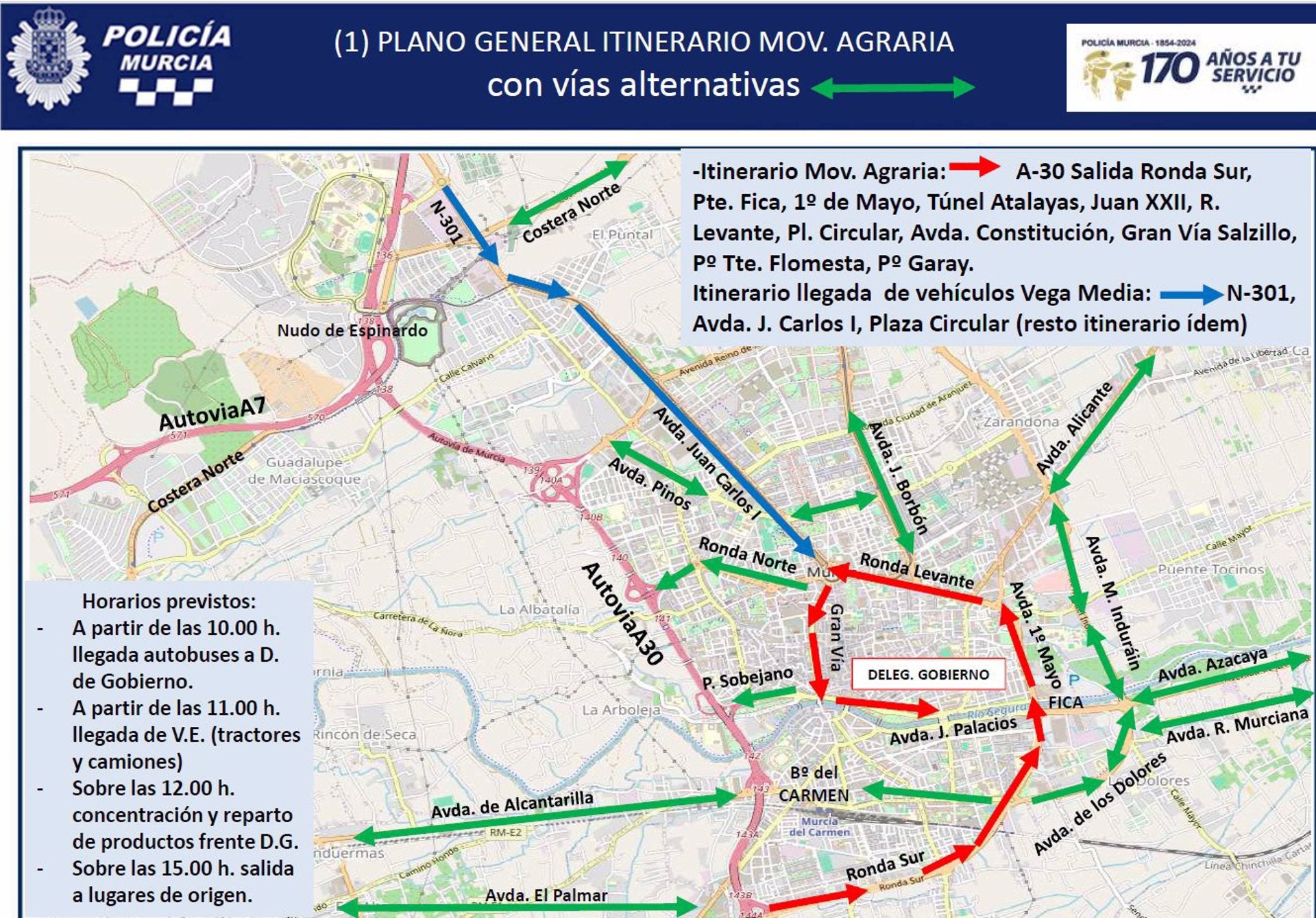 Policía Local de Murcia aconseja desplazarse a pie y utilizar aparcamientos disuasorios Policía Local de Murcia aconseja desplazarse a pie y utilizar aparcamientos disuasorios