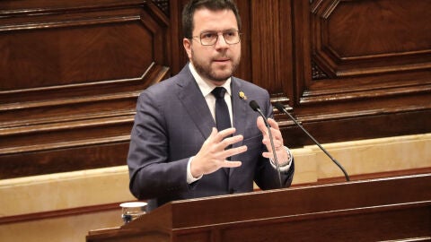 El president de la Generalitat, Pere Aragon&egrave;s, durant el ple monogr&agrave;fic sobre la sequera