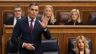 El presidente del Gobierno, Pedro Sánchez, interviene durante una sesión de control al Gobierno.