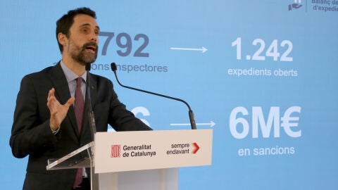 Roger Torrent, conseller d&#39;Empresa i Treball, en l&#39;acte celebrat a la conselleria