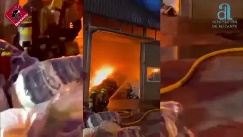 Los Bomberos de Alicante extinguen un gran incendio en una nave de Cocentaina Los Bomberos de Alicante extinguen un gran incendio en una nave de Cocentaina