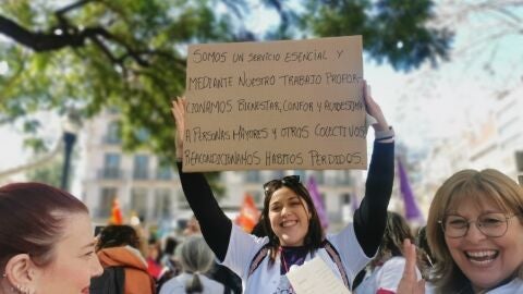 Treballadores del SAD manifestant-se aquest dimarts a Barcelona