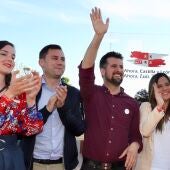 Andrea Fernández, Javier Alfonso Cendón, Luis Tudanca y Nuria Rubio en un acto de campaña