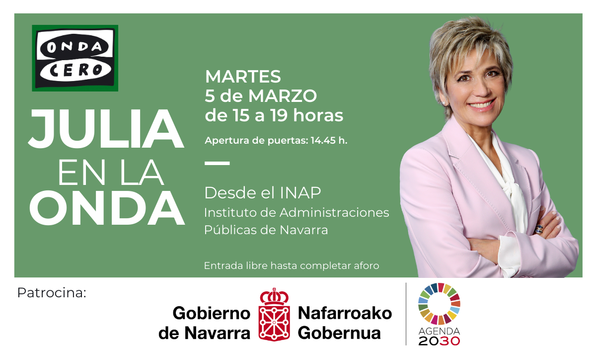 Julia Otero viaja el martes 5 de marzo hasta Pamplona para emitir una edición especial de “Julia en la onda” desde el INAP Julia Otero viaja el martes 5 de marzo hasta Pamplona para emitir una edición especial de “Julia en la onda” desde el INAP