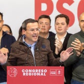  El nuevo secretario general del PSOE de Extremadura, Miguel Ángel Gallardo, tras vencer en las primarias del PSOE de Extremadura.