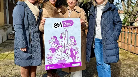 Cartel da programación e a campaña municipal do 8M, Día Internacional da Muller en Marín Más de Uno Pontevedra