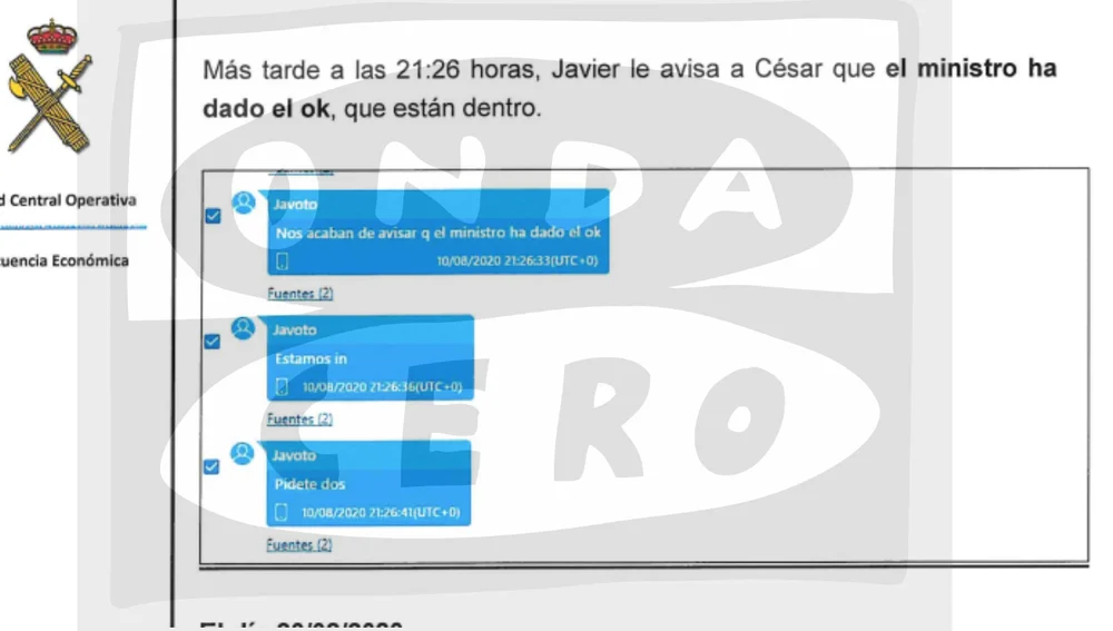 Extracto de la conversación de Whatsapp de los investigados de la trama Koldo/ ondacero.es