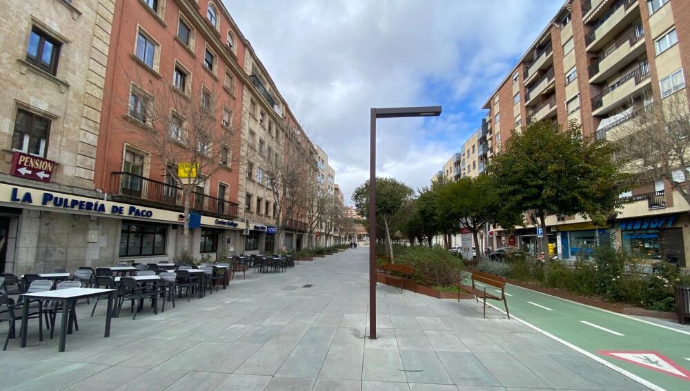 Farola con un brazo en la avenida de París