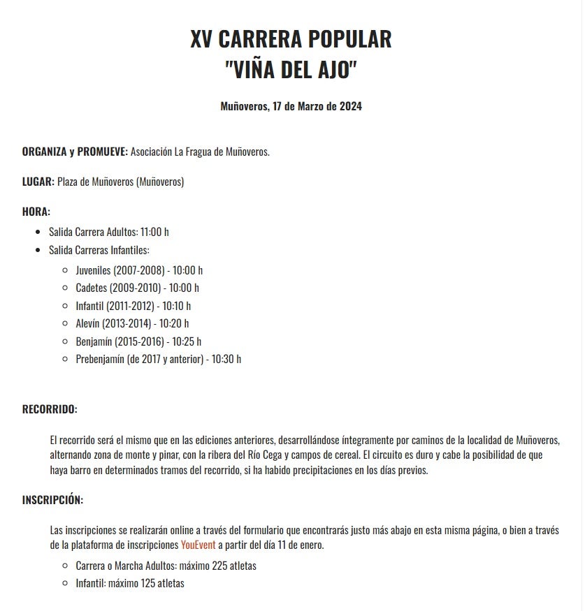 XV Carrera Popular Viña del Ajo XV Carrera Popular Viña del Ajo