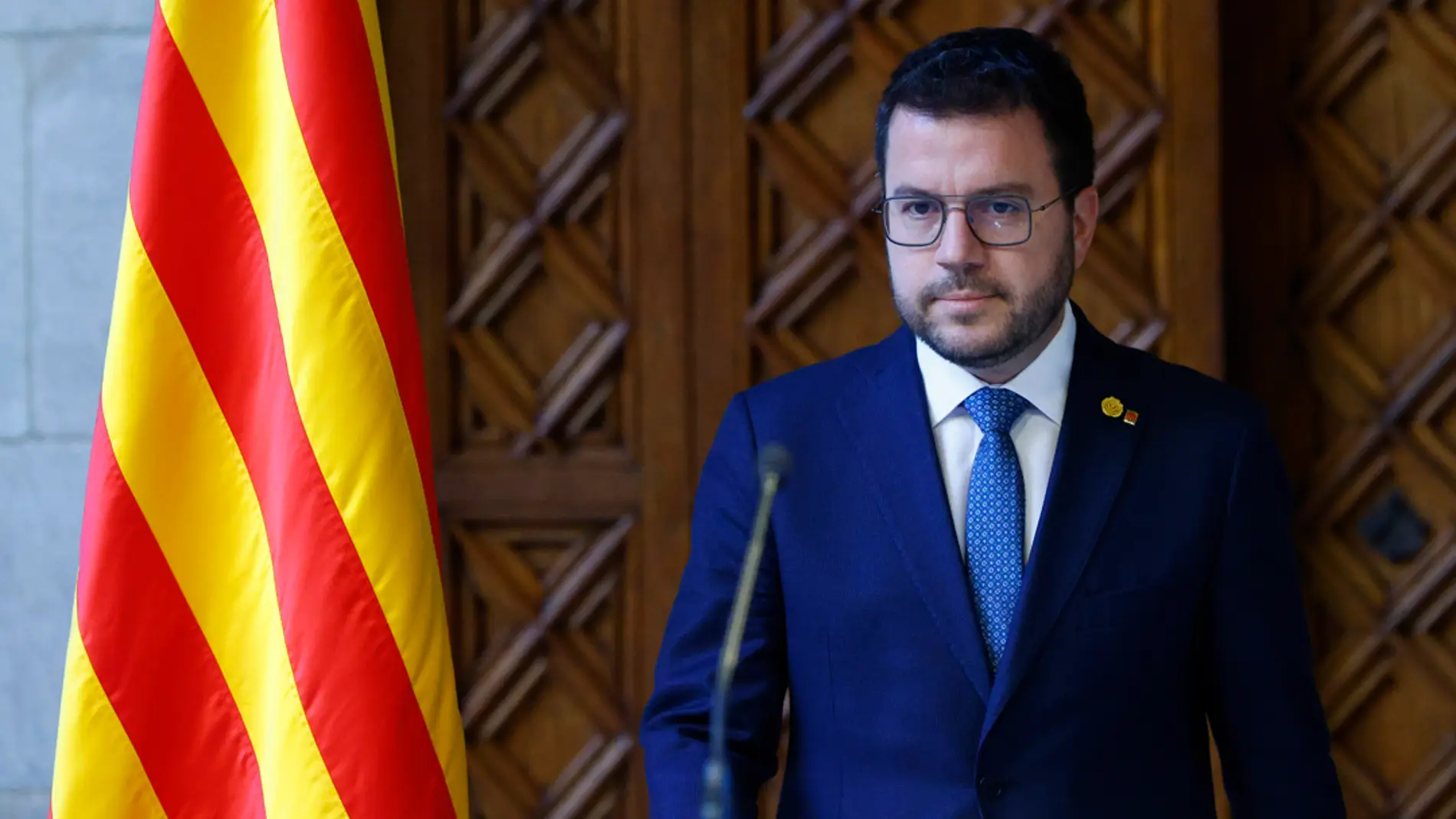 El presidente de la Generalitat, Pere Aragonès, tras decidir el adelanto electoral. EFE/Quique García