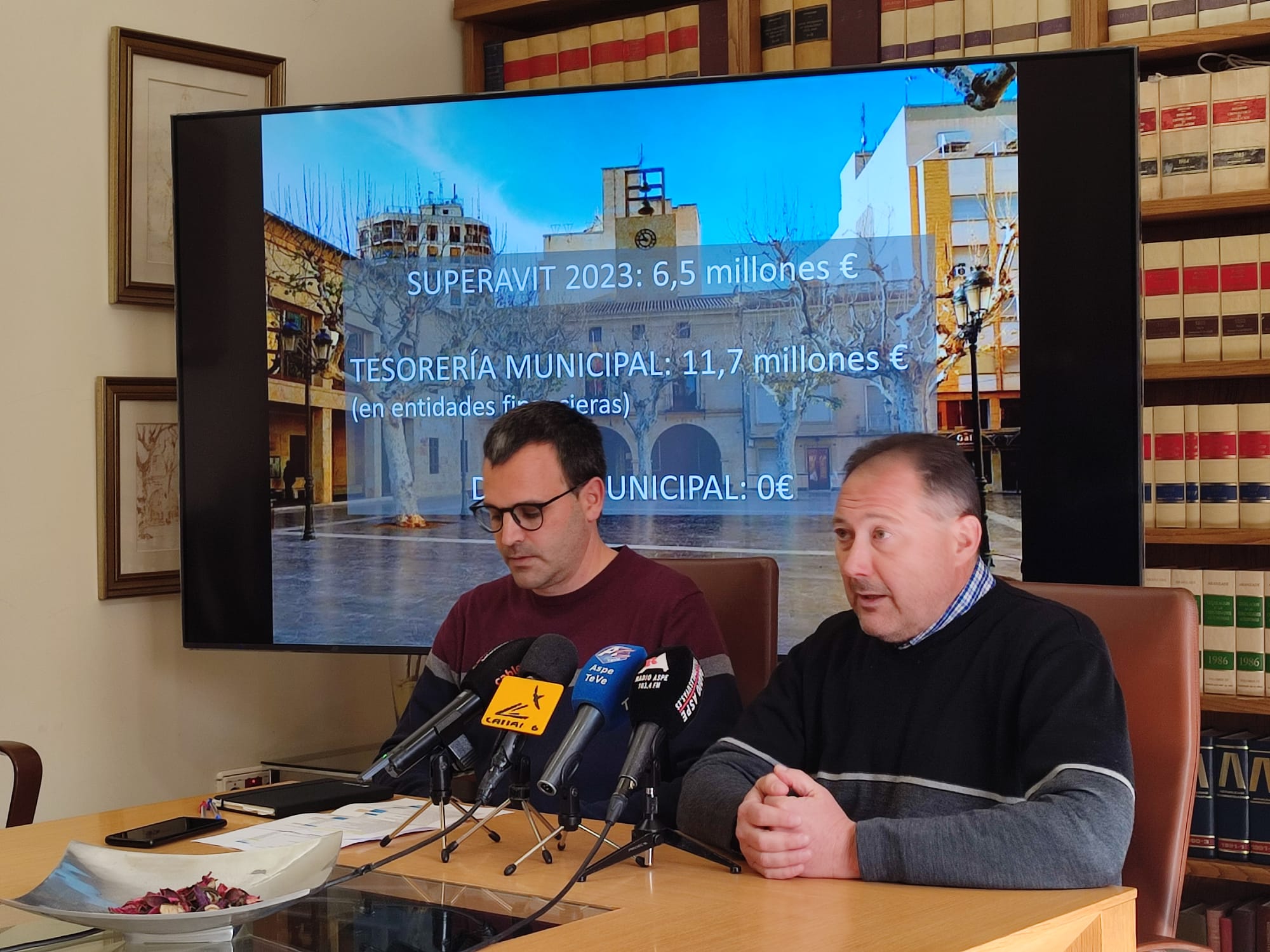 Aspe cierra su presupuesto de 2023 con más de seis millones de euros de superávit y sin deuda municipal Aspe cierra su presupuesto de 2023 con más de seis millones de euros de superávit y sin deuda municipal