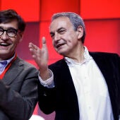 Salvador Illa y José Luis Rodríguez Zapatero en un acto del PSC