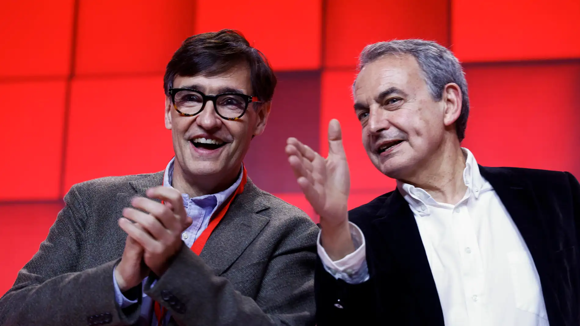 Salvador Illa y José Luis Rodríguez Zapatero en un acto del PSC
